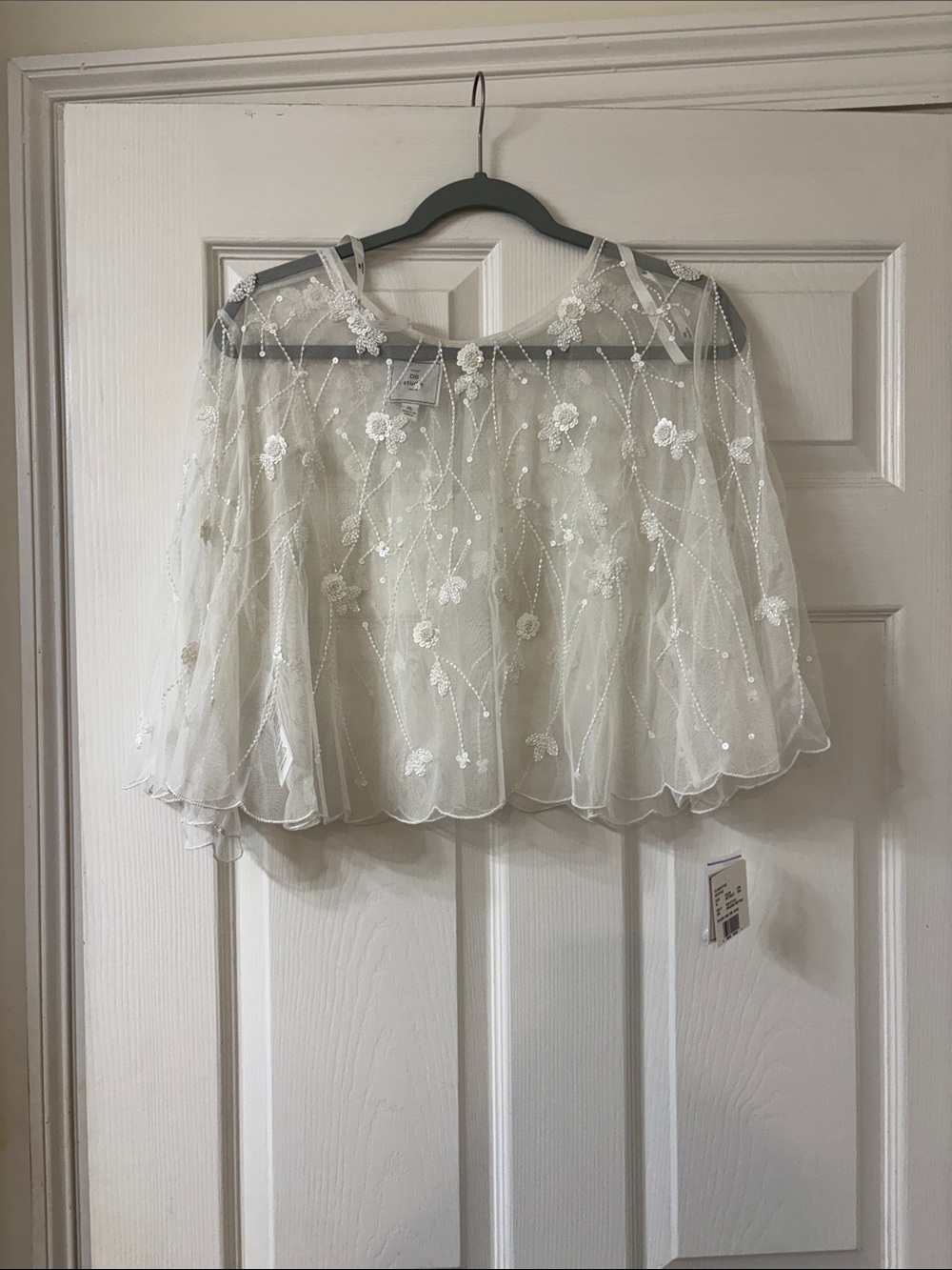 David's Bridal Ivory Floral Beaded Capelet